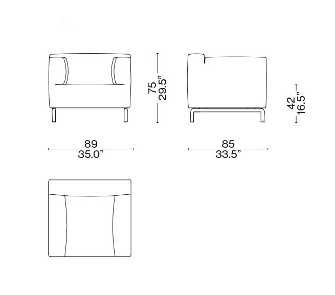 cassina met armchair dimensions