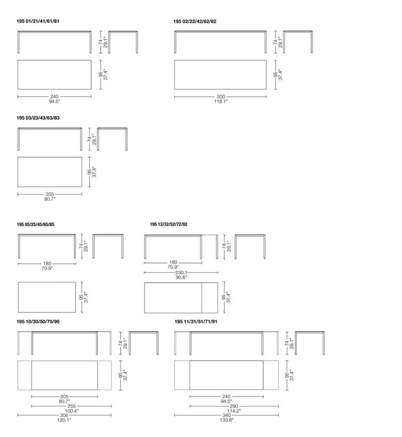 cassina naan table dimensions