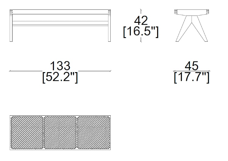 cassina civil bench dimensions