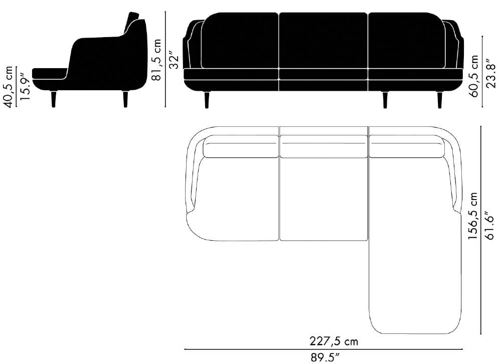 Lune Chaise longue dimensions