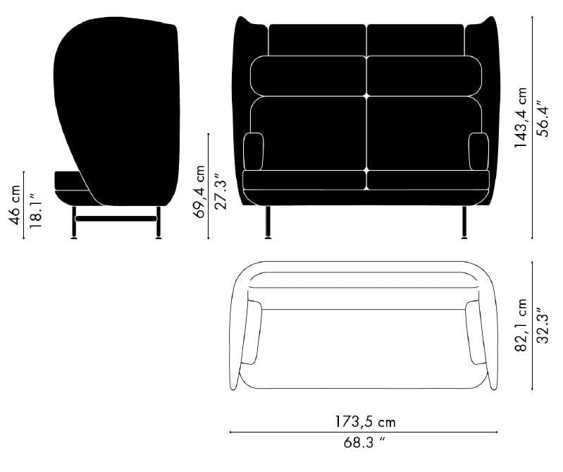 Plenum 2 seater dimensions