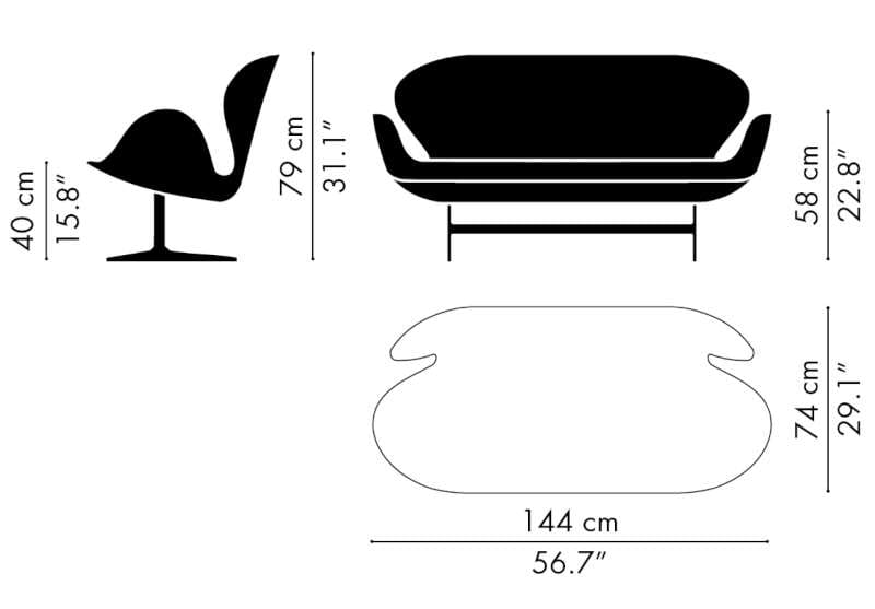 Fritz Hansen Swan dimensions