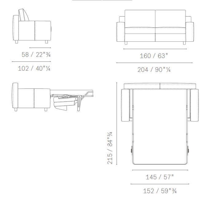 Massimosistema sofa-bed dimensions