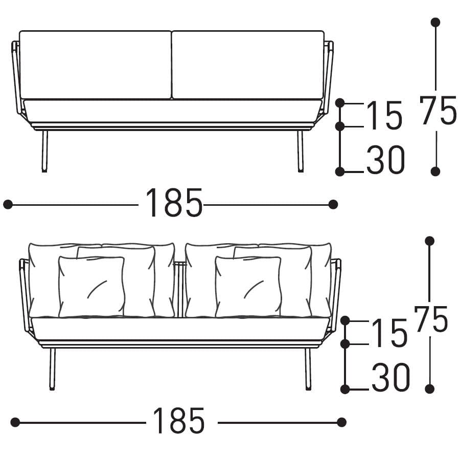 varaschin babylon sofa dimensions