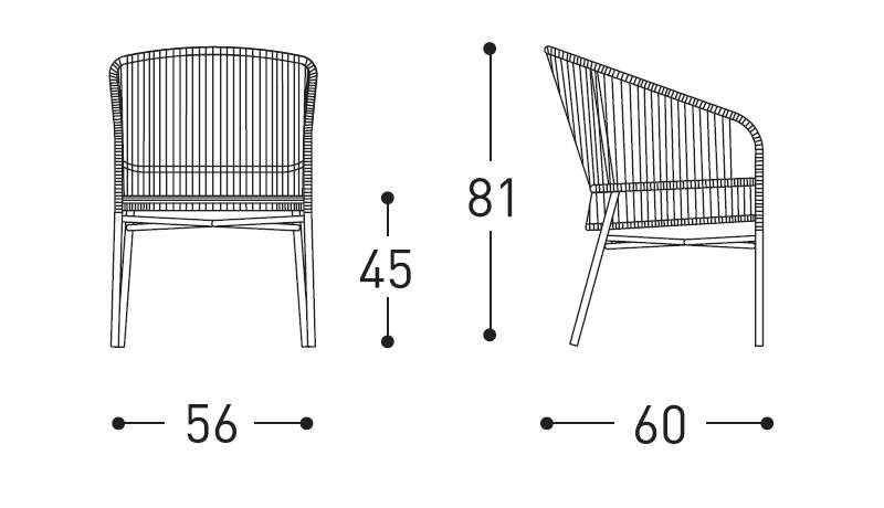 Varaschin cricket armchair dimensions