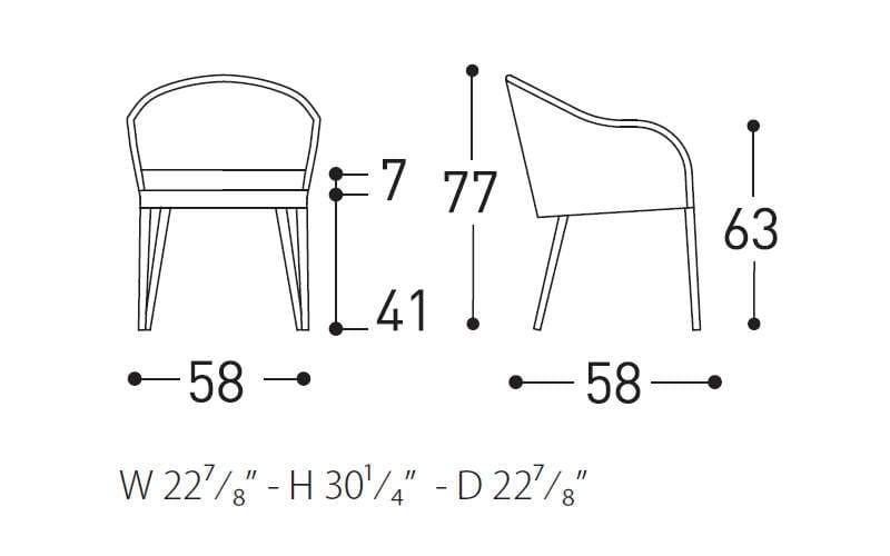 varaschin saia armchair dimensions