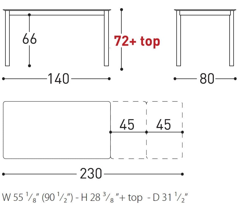 Varaschin System table dimension