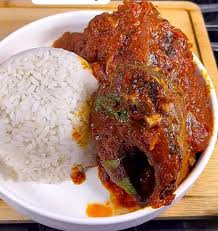 Plainn Rice With Stew/Pepper And Fish