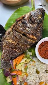 Plain Rice With Stew/Pepper And Big Tilapia