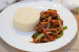 Plain Rice And B Eef Sauce