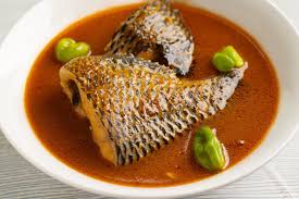 Plain Rice Palmnut Soup And Medium Tilapia