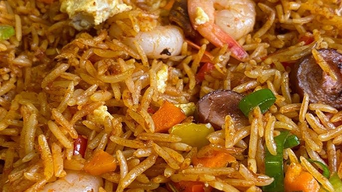 Assorted Jollof Rice With Goat Meat