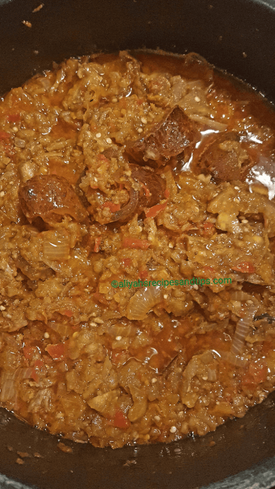 Garden Eggs Stew With Goat Meat Only