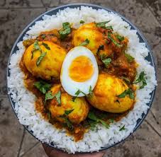 Plain Rice With Stew/Pepper And Boiled Egg