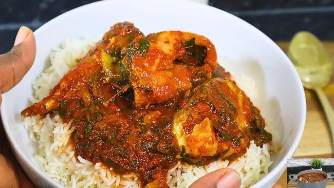 Plainrice With Fresh Fish Stew