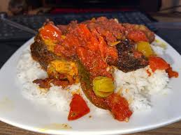 Plain Rice With Medium Tilapia Stew