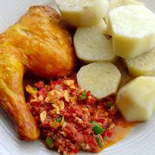 Boiled Yam Garden Egg Stew With Chicken