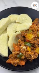 Boiled Yam Vegetable Stew With Goat Meat