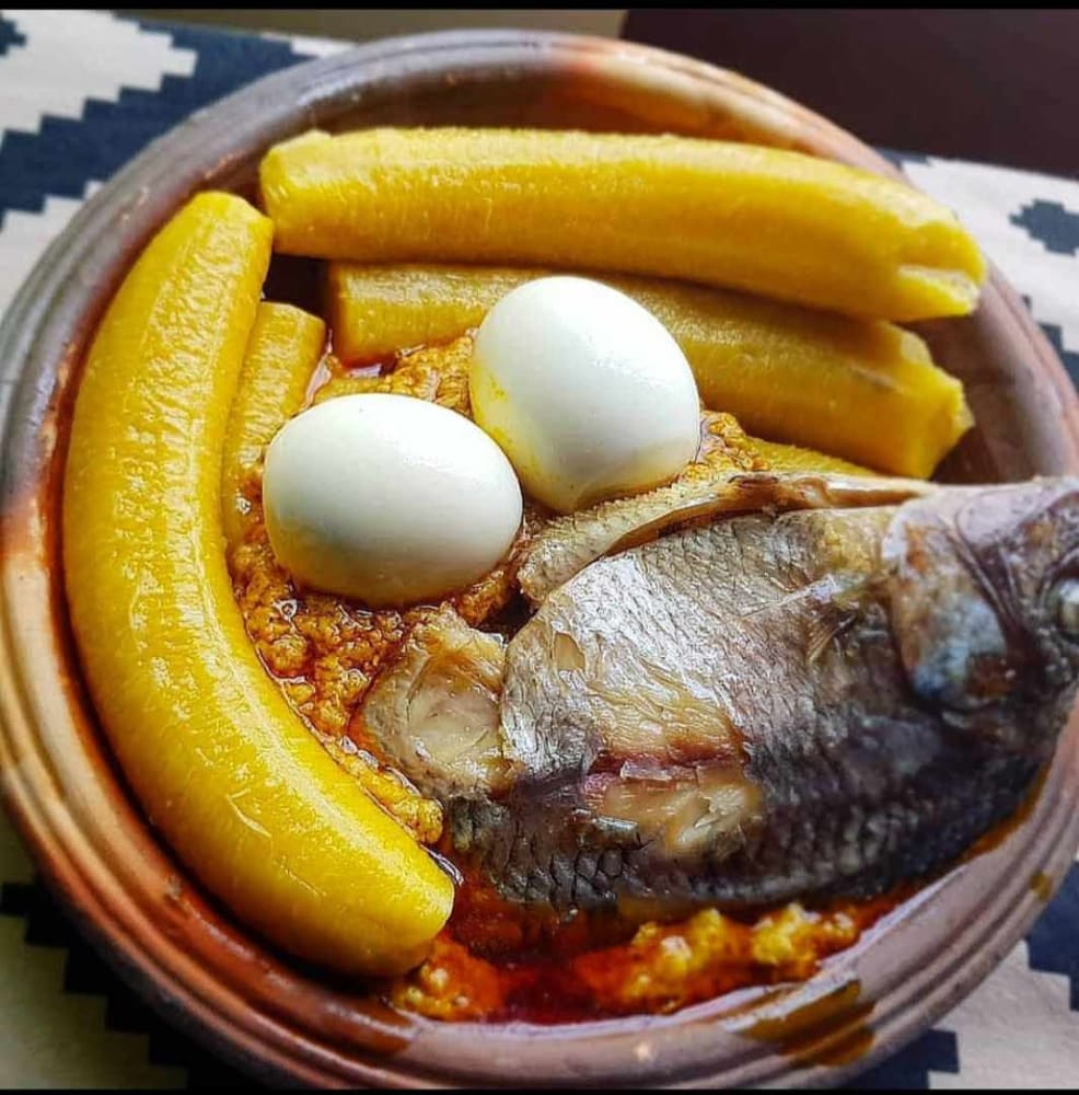 Plantain Garden Egg Stew With Chicken And Goat Meat