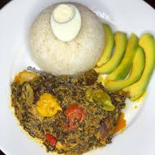 Plain Rice With Palava Sauce