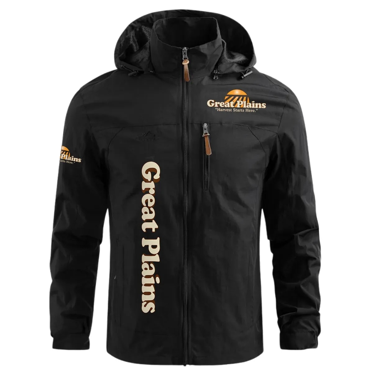 Great Plains Exclusive Logo Waterproof Windbreaker Outdoor Jacket Detachable Hood