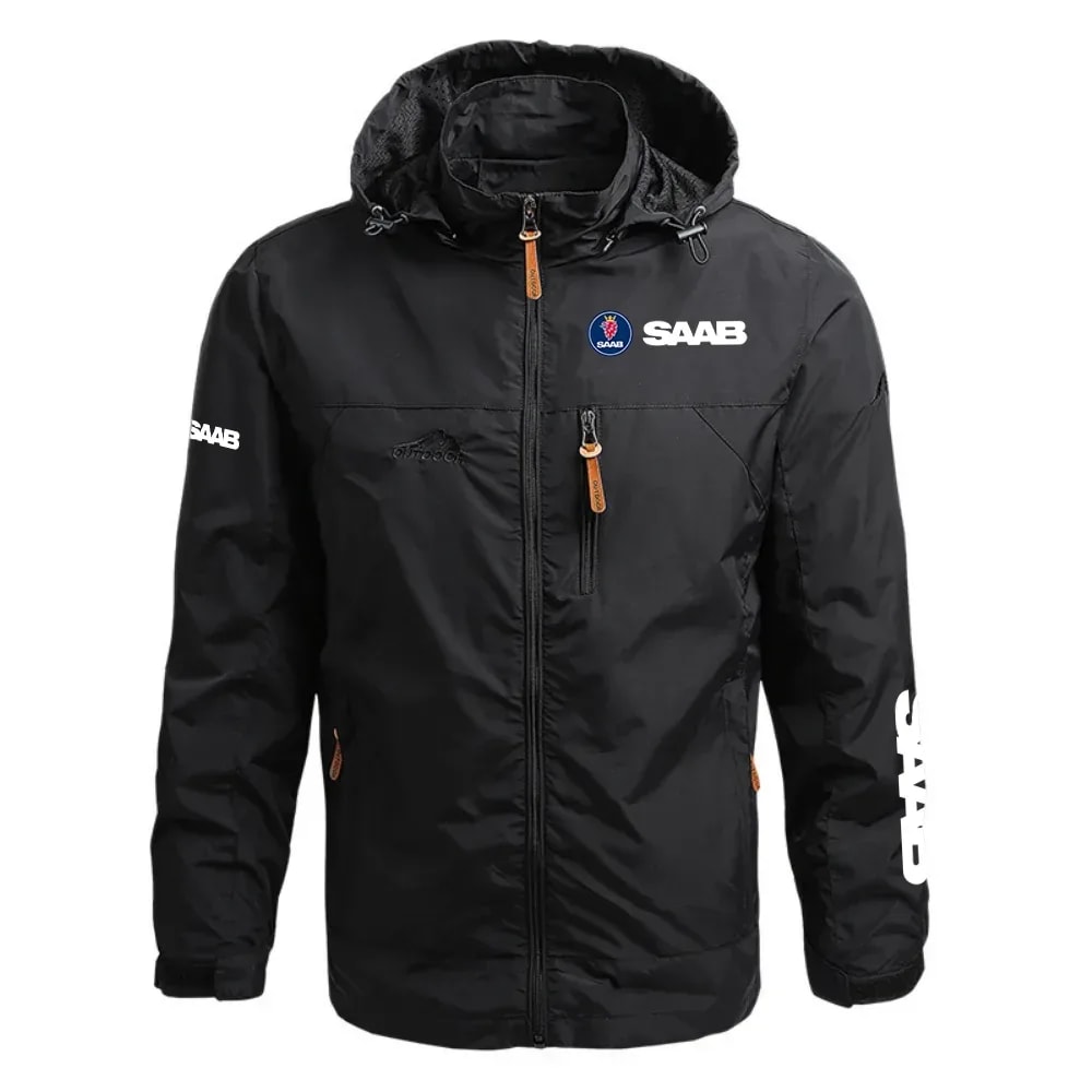 Saab Exclusive Logo Waterproof Outdoor Jacket Detachable Hood