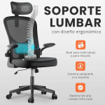 Silla Ergonómica de Oficina Negra con Soporte de Cabeza