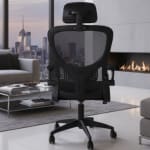 Silla Ergonómica de Oficina Negra con Soporte de Cabeza