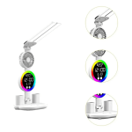 Lampara Led Escritorio Ventilador USB Recargable y Reloj