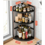 Organizador esquinero de cocina 2 estantes madera y metal