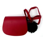 Mini Bag Bandolera Bordó Cuero Sintético Pompón Elegante