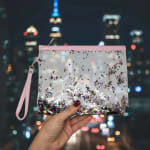 Cartera Sobre Mujer Transparente Lentejuelas Rosa Fiestas