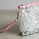 Cartera Sobre Mujer Transparente con Lentejuelas Plateadas Rosa