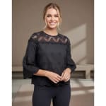 Camisa Blusa Broderie Mujer Manga 3/4 Romántica. Ideal primavera verano