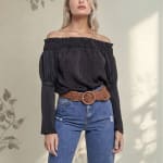 Blusa Off Shoulder Negra Mujer Manga Larga Estilo Chic Brigitte