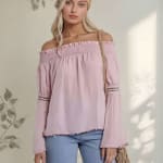 Blusa Off Shoulder Mujer Rosa Manga Larga. Versátil y Chic