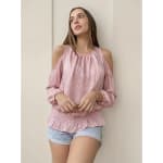 Blusa Rosa Hombros Descubiertos Tela Liviana para Mujer