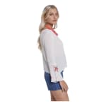 Blusa Manga Larga Blanca Viscosa Bambula Bordada Femenina