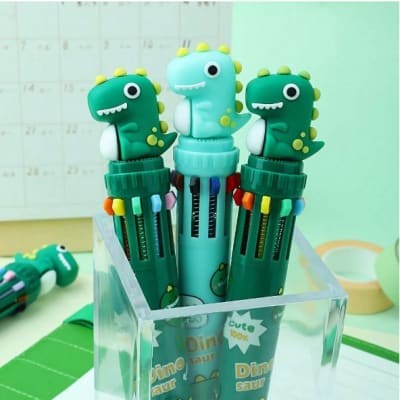 Lapiceras dinosaurio infantiles caja x 36 unidades colores surtidos