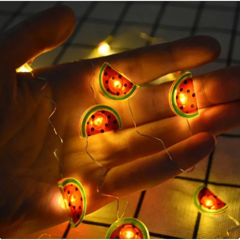 Tira de luz mini sandías deco 1 metro a pilas para ambientar