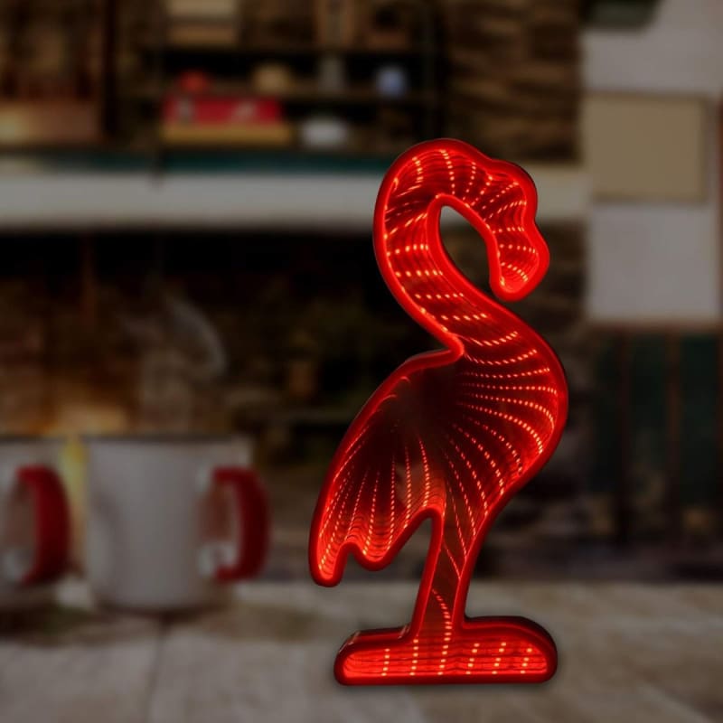 Lámpara LED Cisne Roja Efecto Infinito Espejado Deco Original