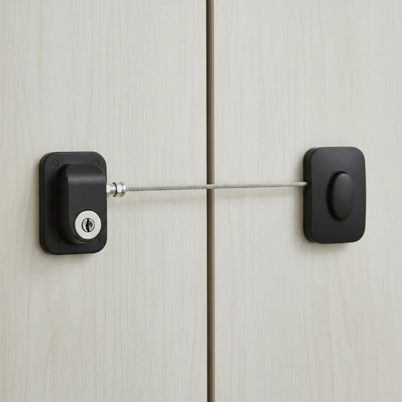 Cerradura seguridad adhesiva negra con llave para niños y bebés