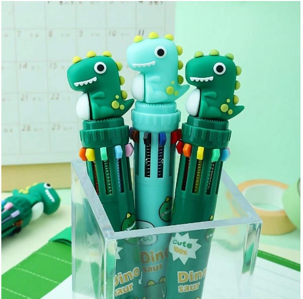 Lapiceras dinosaurio infantiles caja x 36 unidades colores surtidos