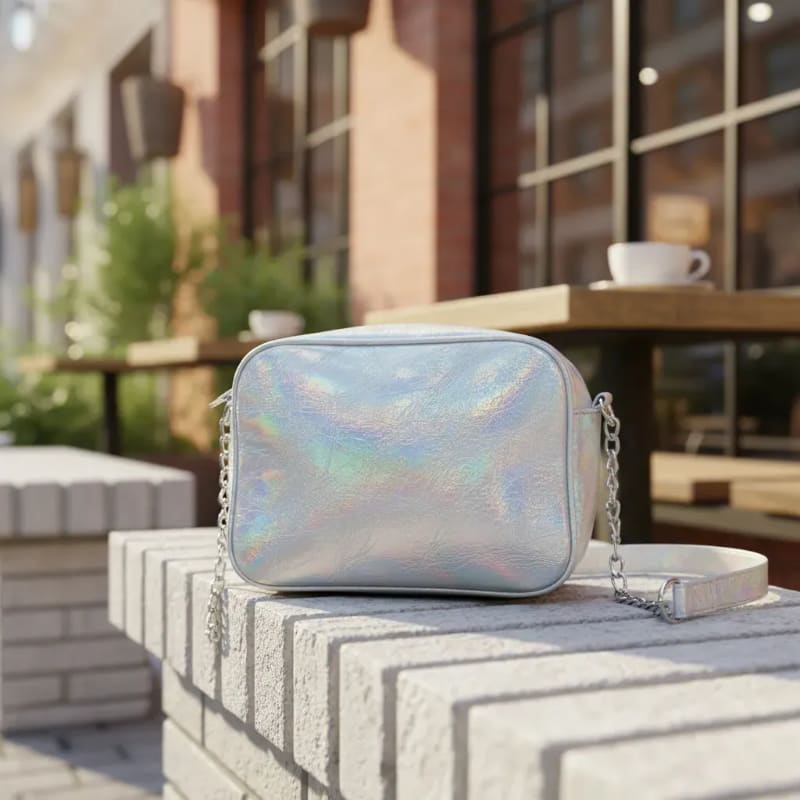 Cartera Bandolera Mujer Holográfica Cuero PU con Cadena