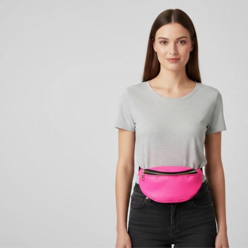 Riñonera Mujer Rosa Fluo Snake Cuero Ecológico Total Chic