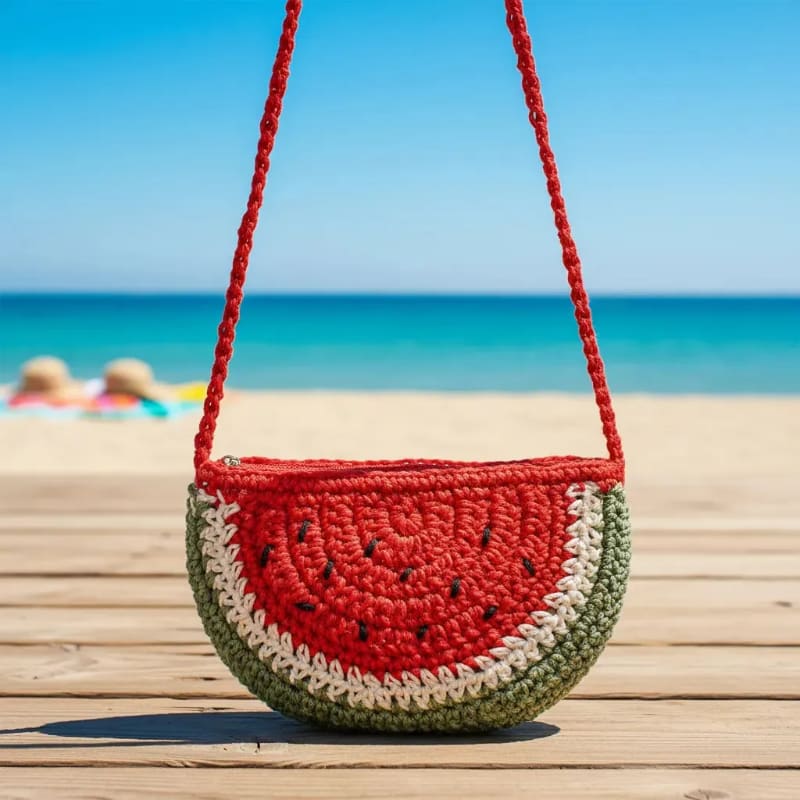 Bandolera Tejida Mujer Sandía Limón Doble Cierre para Verano