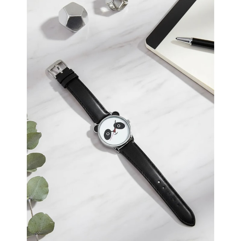 Reloj Muñeca Oso Panda Negro Niños – diseño divertido y original