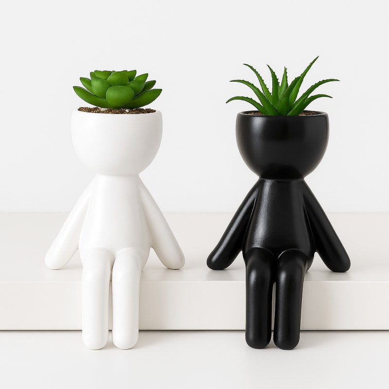 Maceta decorativa Hombrecitos - Diseño único para tu hogar y oficina
