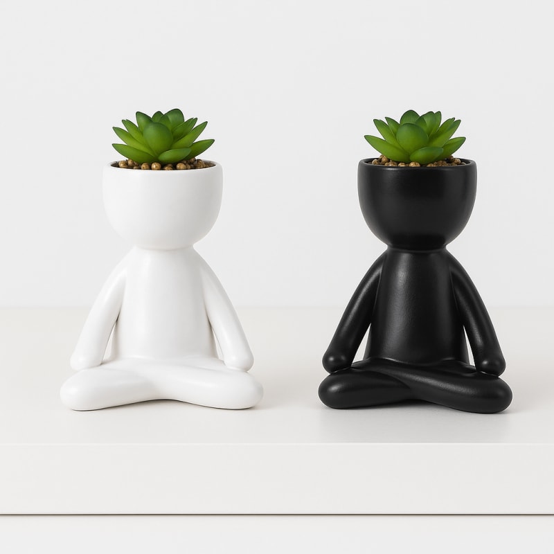 Maceta Decorativa Moderna para Hogar en Blanco o Negro