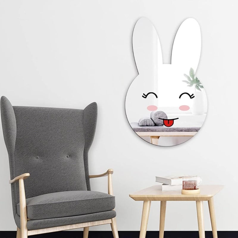 Espejo adhesivo conejo decorativo niños, seguro y personalizable